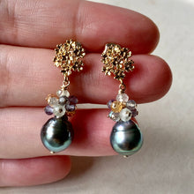 Load image into Gallery viewer, Blue-Green Tahitian Circle Pearls &amp; Gemstones