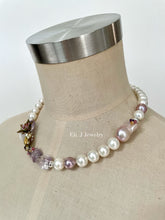 Load image into Gallery viewer, Pearl: Statement Freshwater Pearl, Vintage Flowers &amp; Parts, Pink Amethyst Necklace (One of A Kind)