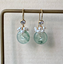 Load image into Gallery viewer, Petite Jade Donuts: Floral Icy Jade &amp; Pearls
