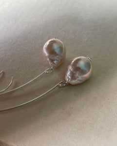 White Pearls on Long 925 Silver Hooks