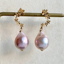 Load image into Gallery viewer, Cascading Gold Flowers &amp; Blush Pink Pearls