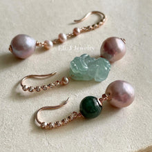 Load image into Gallery viewer, Jade Pixiu Trio: Pink Pearls &amp; Jade