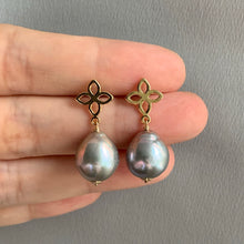 Load image into Gallery viewer, Silver Baroque Pearls on Fleur-de-lis Studs