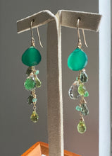 Load image into Gallery viewer, Green Onyx, Tsavorite, Green Gems 14kGF Earrings