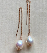 Load image into Gallery viewer, White Edison Pearls 14k Rose Gold Filled Threaders