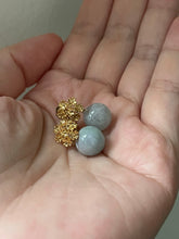 Load image into Gallery viewer, Jade Apples #1: Faint Lavender-Grey &amp; Green &amp; Floral Bouquet Gold Studs