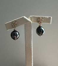 Load image into Gallery viewer, Black Tahitian Pearls on Daisy Studs