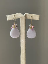 Load image into Gallery viewer, Lilac Lavender Small Teardrops, Champagne Diamonds, Sapphire 14kGF Earrings