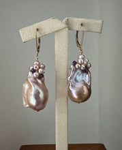 Load image into Gallery viewer, Peach-Lavender Baroque Pearls &amp; Gems 14kGF Earrings
