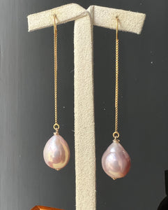 Pink Rainbow Edison Pearls 14kGF Threader Earrings