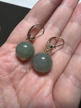 Load image into Gallery viewer, Deep Olive Green Jade Balls 14kGF Earrings