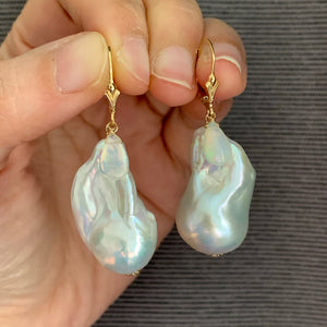 AAA White Baroque Pearl & Opal 14kGF Earrings