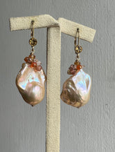 Load image into Gallery viewer, Peach Baroque Pearls &amp; Orange Gems 14kGF Earrings