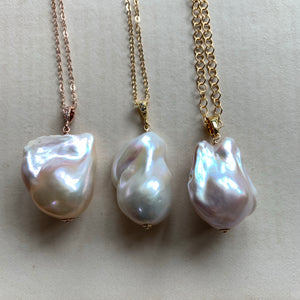 Big Baroque Pearl Necklaces: Cream & Peach