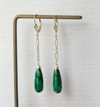 Load image into Gallery viewer, Custom-Cut Dark Green Type A Jadeite Drops Statement 14kGF