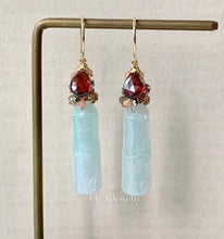 Load image into Gallery viewer, Bamboo Type A Jade, Garnet &amp; Autumn Gems 14kGF Earrings