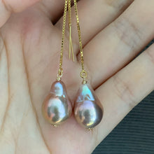 Load image into Gallery viewer, Pink- Peach Edison Pearls 14kGF Threaders