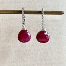Load image into Gallery viewer, AAA Ruby on Rhodium-Plated Hoops