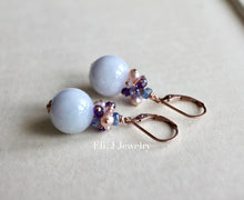 Load image into Gallery viewer, Type A Lavender Jade Balls &amp; Purple Gems 14kRGF Earrings