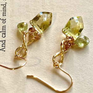 Lemon Quartz Grossular Garnet Infinity 14k Gold Filled Earrings