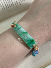 Load image into Gallery viewer, Carved Cranes Kissing Jade Bar Bracelet, Larimar, Tanzanite 14kGF Bracelet