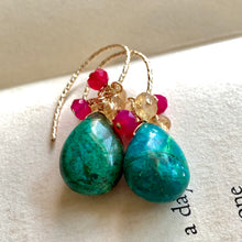 Load image into Gallery viewer, Chrysocolla Bright 14k Gold Filled Earrings