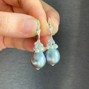 Silver Baroque Pearls & Gems 925 Silver Earrings