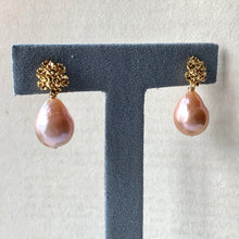 Load image into Gallery viewer, Peach Edison Pearl Drops on Bouquet of Flowers Studs