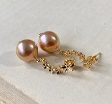 Load image into Gallery viewer, Gold- Peach Edison Pearls on Cascading Flowers