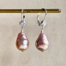 Load image into Gallery viewer, Peachy-Pink Pearls 925 Sterling Silver Leverback Earrings