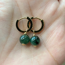 Load image into Gallery viewer, Jade on Cubic Zirconia Hoops