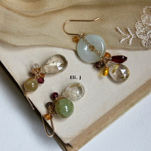 Load image into Gallery viewer, Yellow Jade Trio, Golden Rutile, Gemstone 14kGF Earrings