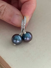 Load image into Gallery viewer, Blue-Dark Freshwater Pearls on Silver