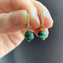 Load image into Gallery viewer, Jade on Cubic Zirconia Hoops
