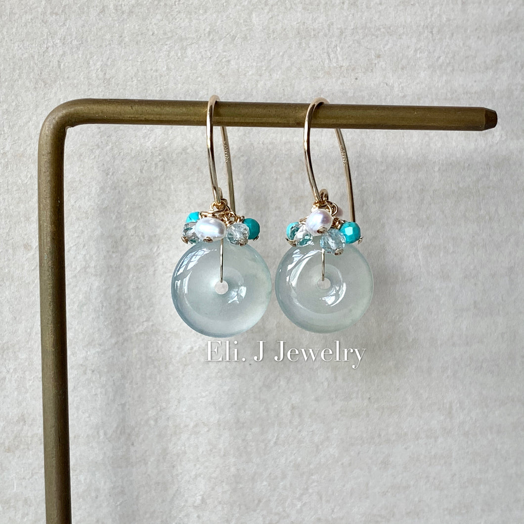 Petite Icy Donuts: Icy Faint Green, Turquoise & Gems 14kGF