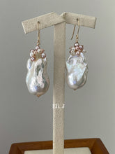 Load image into Gallery viewer, Large Ivory Baroque Pearls, Pink Opal &amp; Baby Pearls 14kGF Earrings