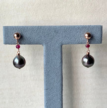 Load image into Gallery viewer, AAA Rose Tahitian Pearls, Pink Tourmaline 14kRGF Studs