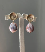 Load image into Gallery viewer, Large, Purple-Pink Edison Pearls on Lily Studs