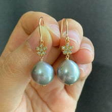 Load image into Gallery viewer, Silver Baroque Pearls &amp; Zirconia Flower 14kGF