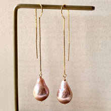 Load image into Gallery viewer, Pink- Peach Edison Pearls 14kGF Threaders