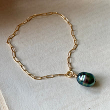 Load image into Gallery viewer, Rainbow- Peacock Oval Tahitian Pearl 14kGF Link Bracelet