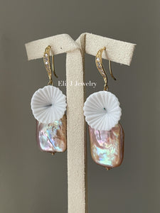 August: Rainbow Keshi Pearls, Vtg Flowers and Gems Earrings