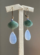Load image into Gallery viewer, Cinderella: Jadeite Shells, Chalcedony 14kGF Earrings