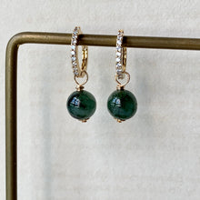 Load image into Gallery viewer, Jade on Cubic Zirconia Hoops