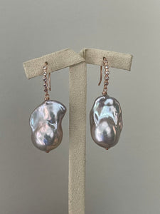 Rainbow Silver Baroque Pearls 14kRGF Earrings