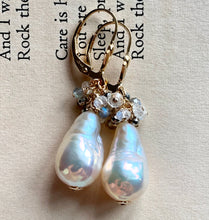 Load image into Gallery viewer, Classic White Pearls With Pyrite Labradorite Rainbow Moonstone 14k Gold Filled