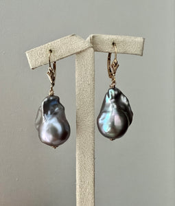 Silver-Rainbow Baroque Pearl 14kGF Earrings