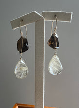Load image into Gallery viewer, Golden Rutile, Smoky Quartz 14KGF Earrings