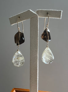 Golden Rutile, Smoky Quartz 14KGF Earrings