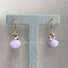 Load image into Gallery viewer, Eli. J Exclusive: Lavender Type A Jade Shells, Lilac Amethyst &amp; Gemstones 14kGF Earrings